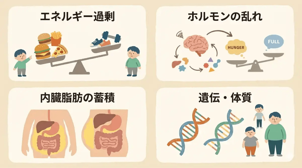 肥満症の主な原因の説明図