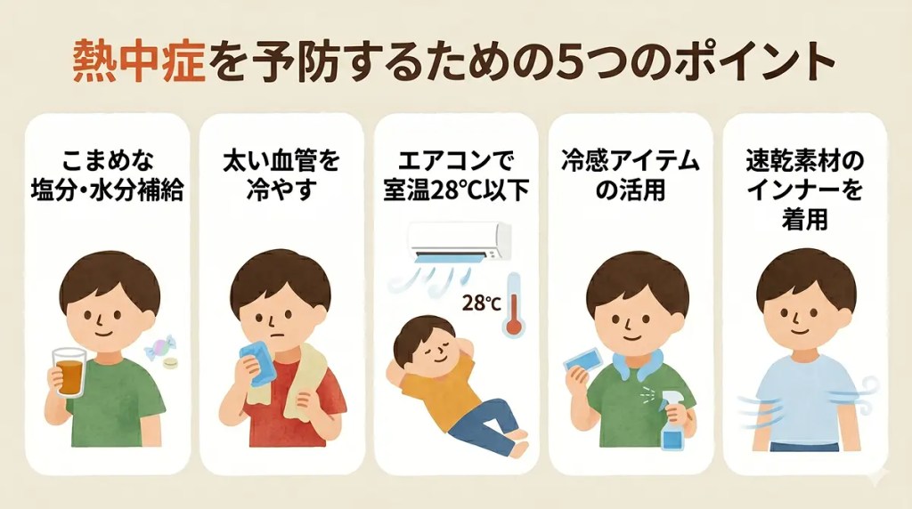 熱中症を予防するための5つのポイント