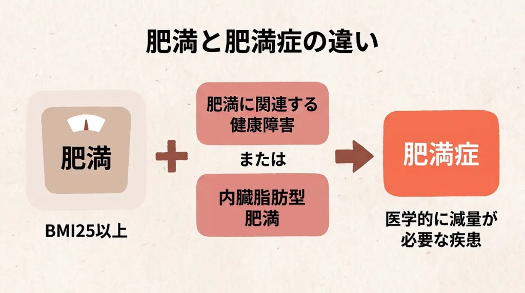 肥満と肥満症の違いを説明する図