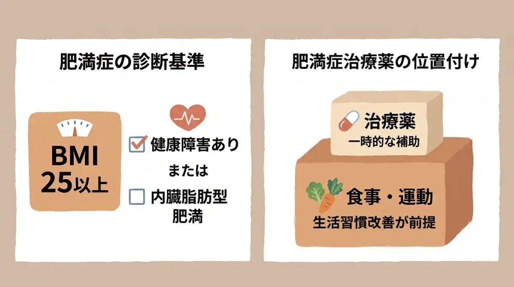 肥満症の診断基準と肥満症治療薬の位置づけ